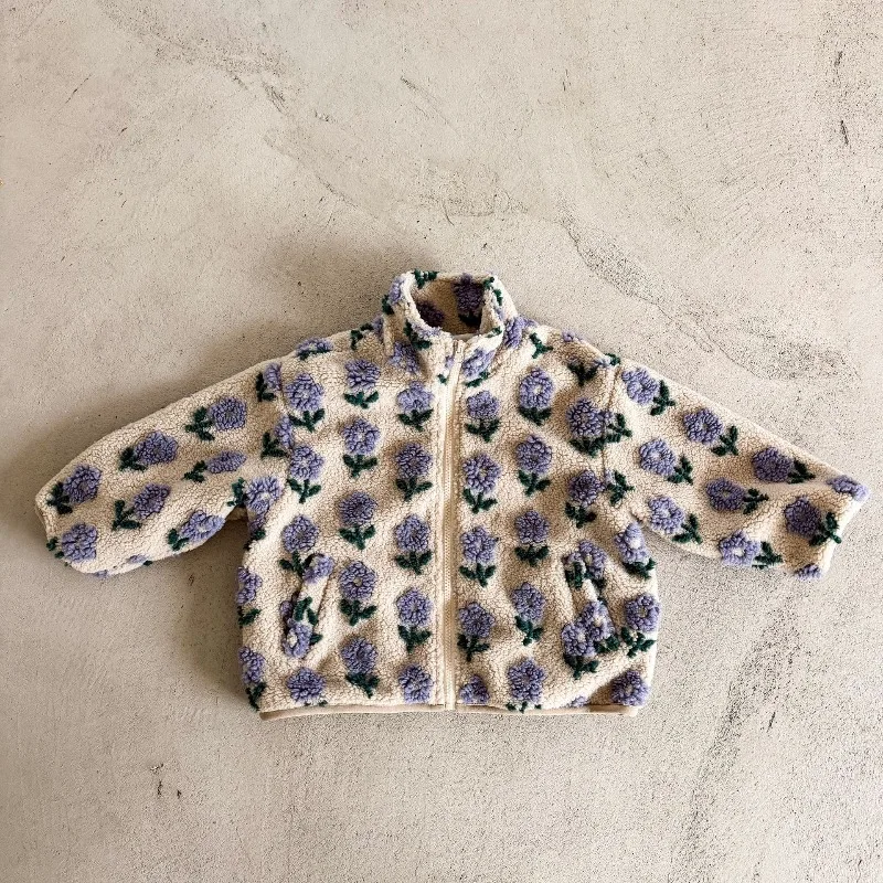 Bellbell Kinder-Lammfell-Wollmantel, Wintermantel mit Blumenmuster und Reißverschluss, 2-10 Jahre, Mädchen-Oberbekleidung, Tiermuster, Fleecejacke für Kleinkinder und Jungen – Detail 25