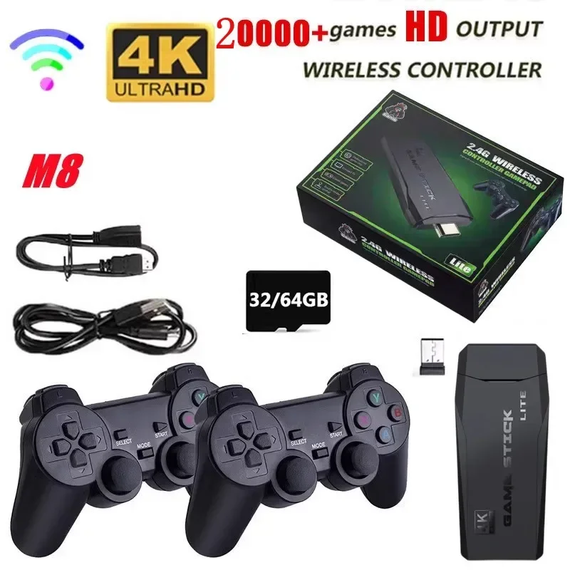 

Upgrade M8 Video Game Console or Only 2 x 2.4G Wireless Controller Lite 4K TV Game Stick Retro Handheld Game Player For PS1
