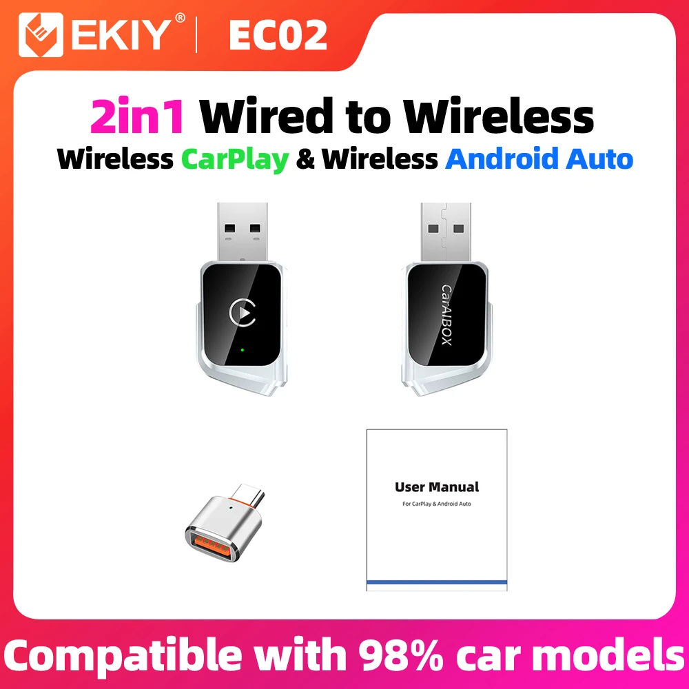 

EKIY 2в1 проводной к беспроводному адаптеру CarPlay Android Auto адаптер автомобильные интеллектуальные системы AI Smart Box для автомобиля с проводным CarPlay
