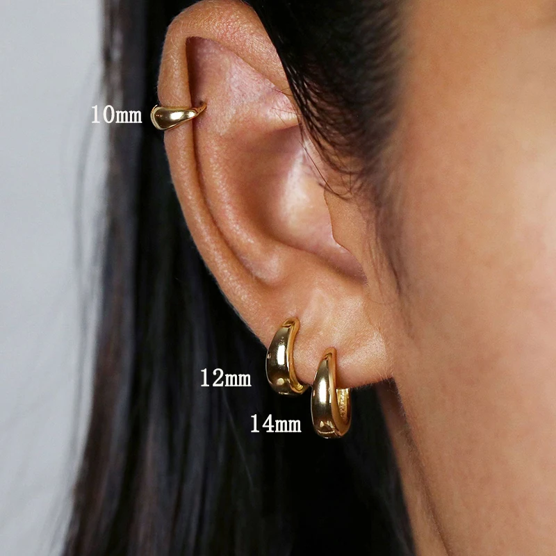 Stainless Steel 1 Pair Minimalist Huggie Hoop Earrings For Women Gold Color Tiny Round Circle 6/10/12mm Punk Unisex Rock Earring