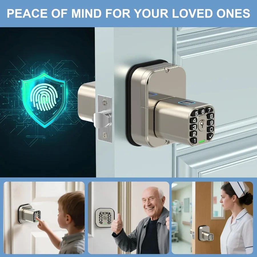 IU53 قفل باب لوحة المفاتيح ببصمة الإصبع مزدوج الجوانب جميع الأحوال الجوية دخول بيومتري مقاوم للماء بالكامل مع رموز مزدوجة الجوانب نفس المفتاح كلا Si #5