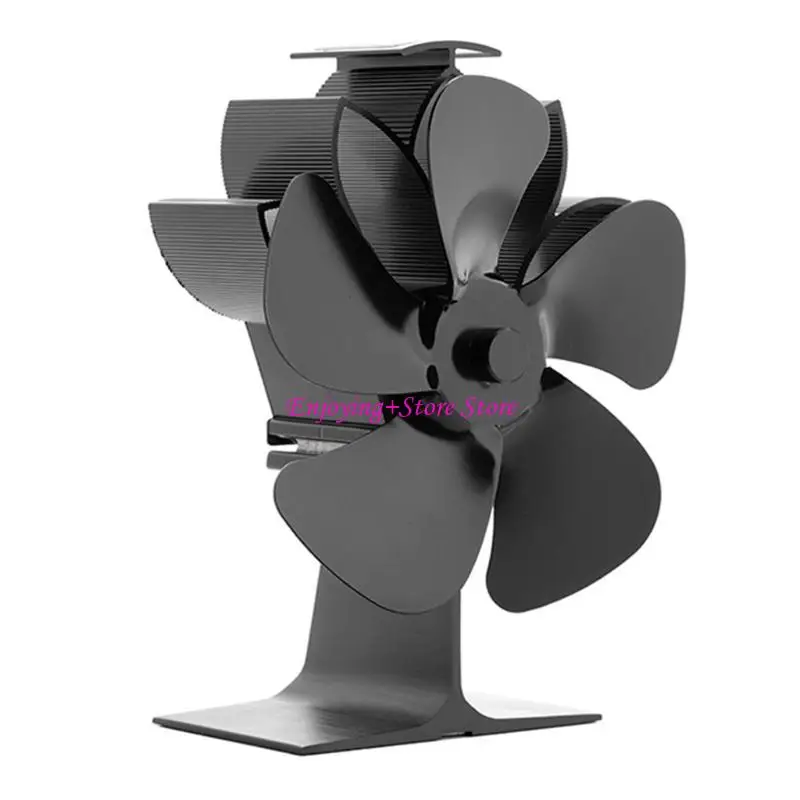 

G6DA Domestic Heat Powered Stove Fan Small Black Bronze Gold Silver 5-Blade Warm Air Through House for Large Rooms