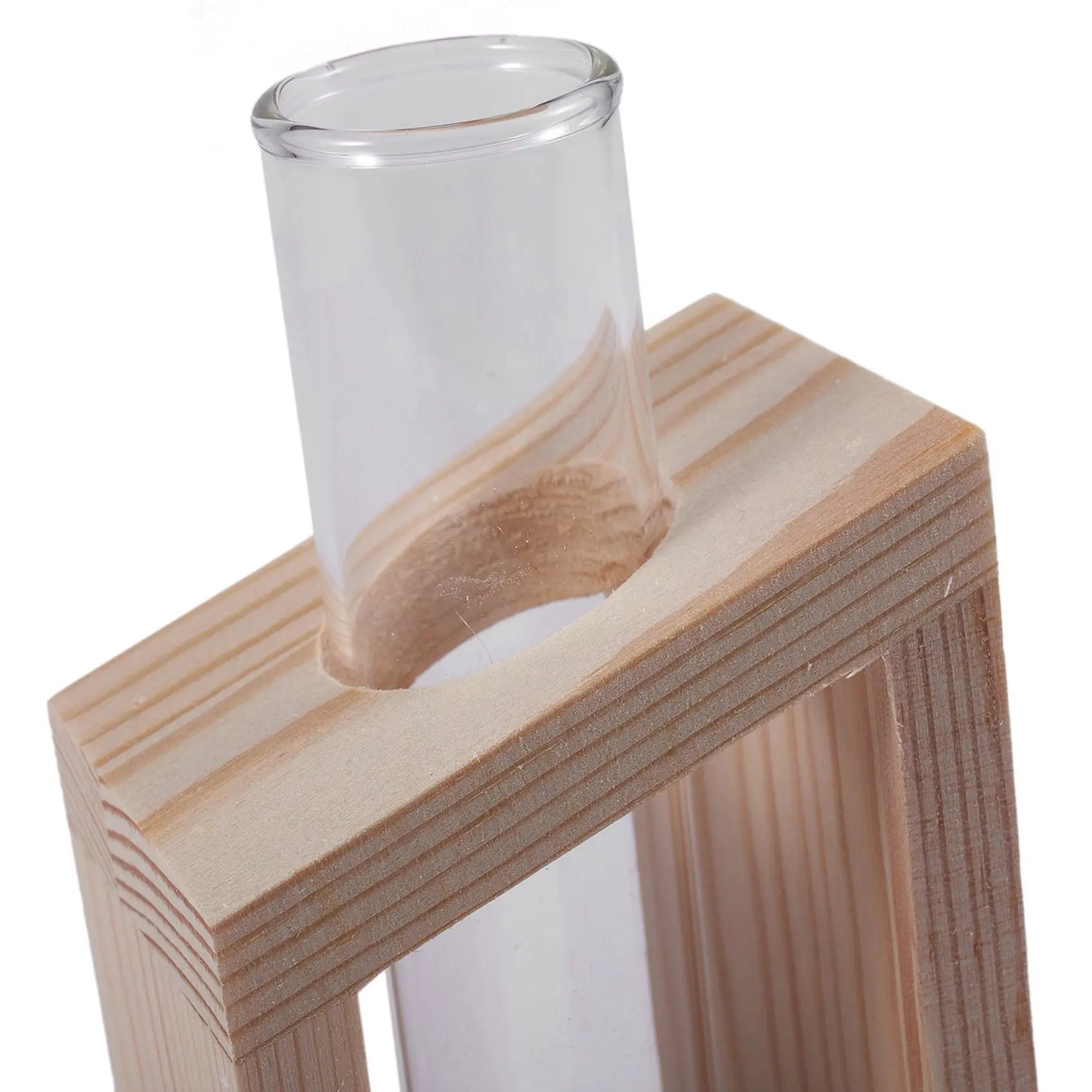 

A50U 4X Crystal Glass Test Tube Vase In Wooden Stand Flower Pots For Hydroponic Plants Home Garden Decoration
