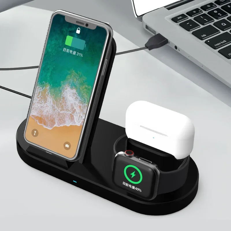 15W Fast Wireless Charger Bracket for IPhone 12 11 XS Max X 8 Plus Chargers Airports Pro Apple Watch 6 5 4 3 Stand Charging 3IN1