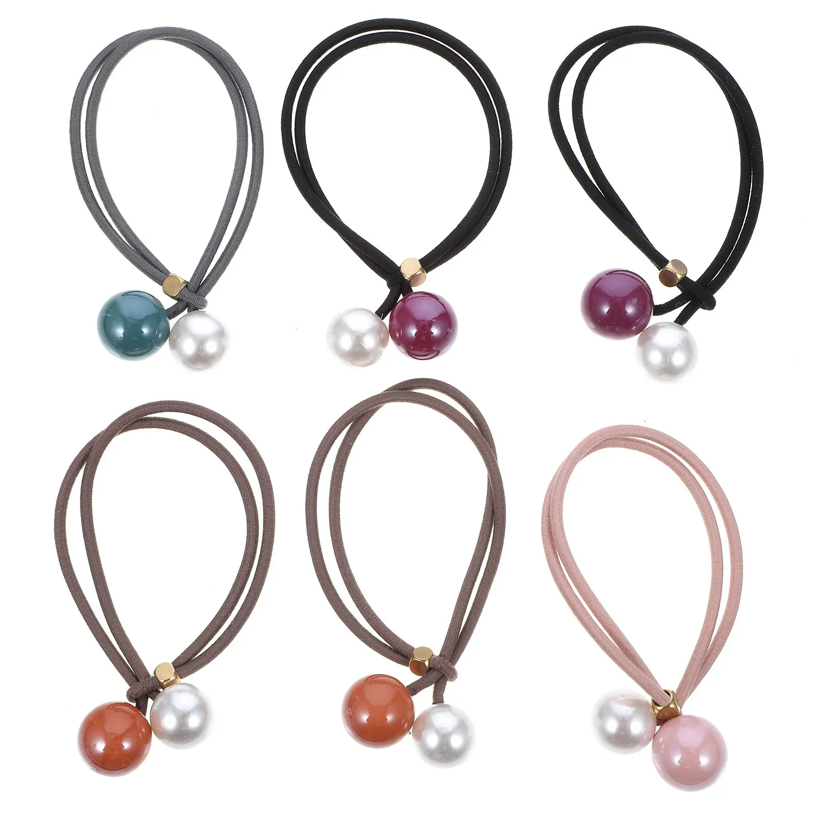 6 Pcs Hair Accessories for Elastic Strerchy Ties Little Small Cloth White Pearl Scrunchies Women Color