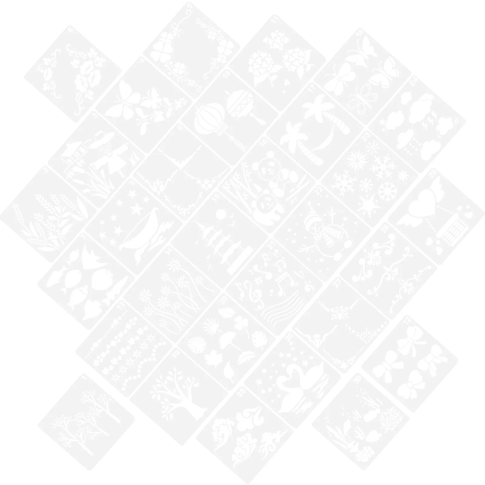 

30Pcs Children Painting Stencils Durable Plant Drawing Templates Plastic Stencils for DIY Painting Crafts and School