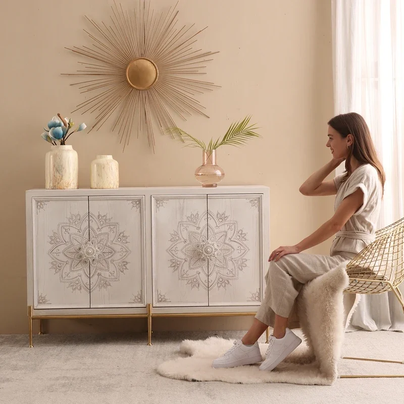 

A American light luxury door cabinet shoe cabinet integrated simple modern home ultra-thin solid wood foyer decorative cabinet