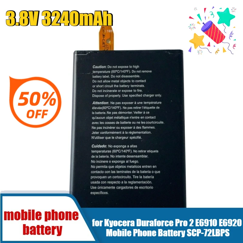 

3.8V 3240mAh for Kyocera Duraforce Pro 2 E6910 E6920 Mobile Phone Battery SCP-72LBPS