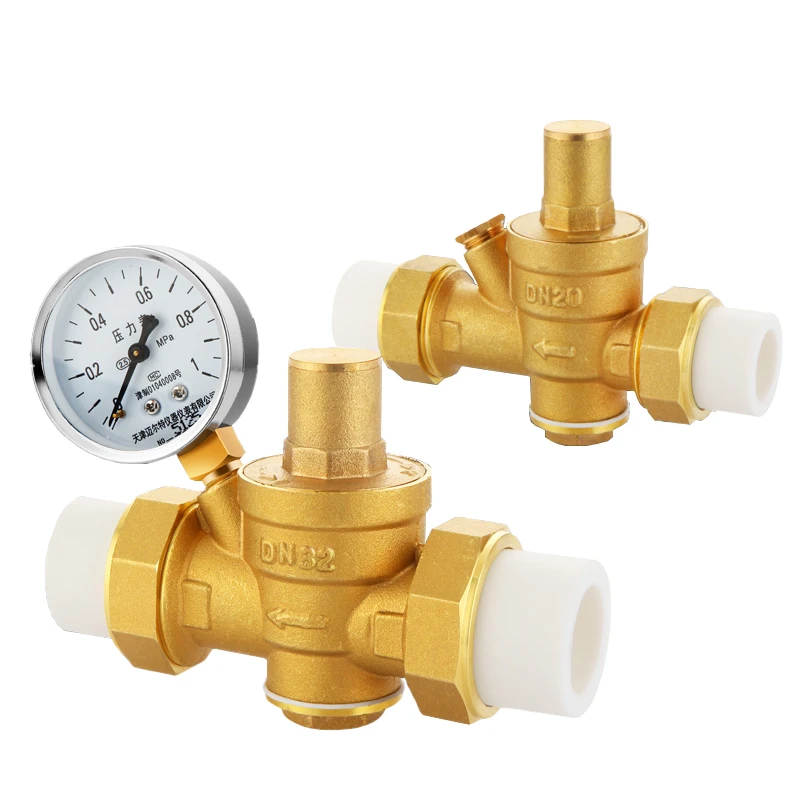 PPR Brass Pressure Reducing Valve Adjustable Pressure Double Live Receiver Water Purifier Water Heater Regulator Valve