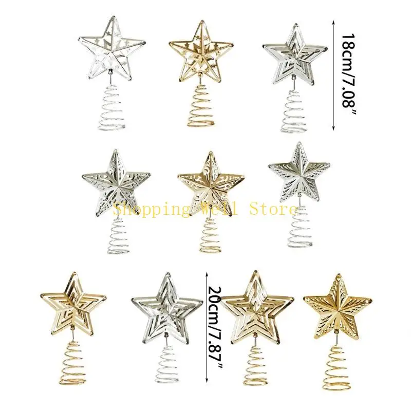 Árvore Festive Festive Iron KX4B Toppers estrela pontiaguda Ornamento adição perfeito para atmosferas