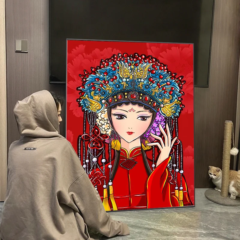 Full Square Diamond Painting 5d Chinese style Peking opera Hua Dan character facial makeup DIY Diamond Embroidery Home Wall Art