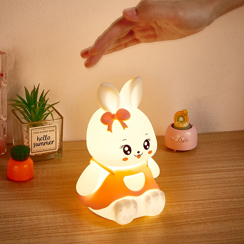 

Sweet Rabbit Style Soft Rubber Night Light, Breathing Gradient LED Glow, Energy Saving Rechargeable Lamp, Compact Cute Shape, De