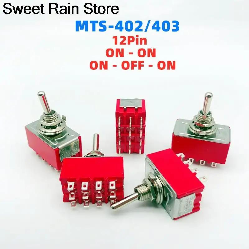 10 PCS,12Pin,Toggle Switches,Red,2/3 Position,ON-ON DPDT Mini Toggle Switches,6A/125V-2A/250V AC,MTS-402,Push Button Switch