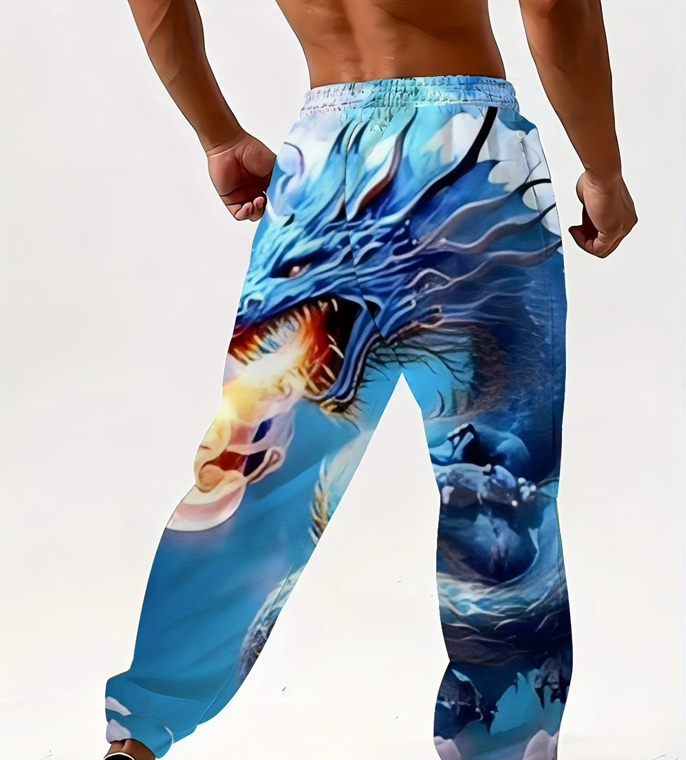 2026 Hot Selling Fashion New Men's 3D Printed Colorful Dragon Pattern Outdoor Hip-hop Suitable for Street Wear Loose Pants Large