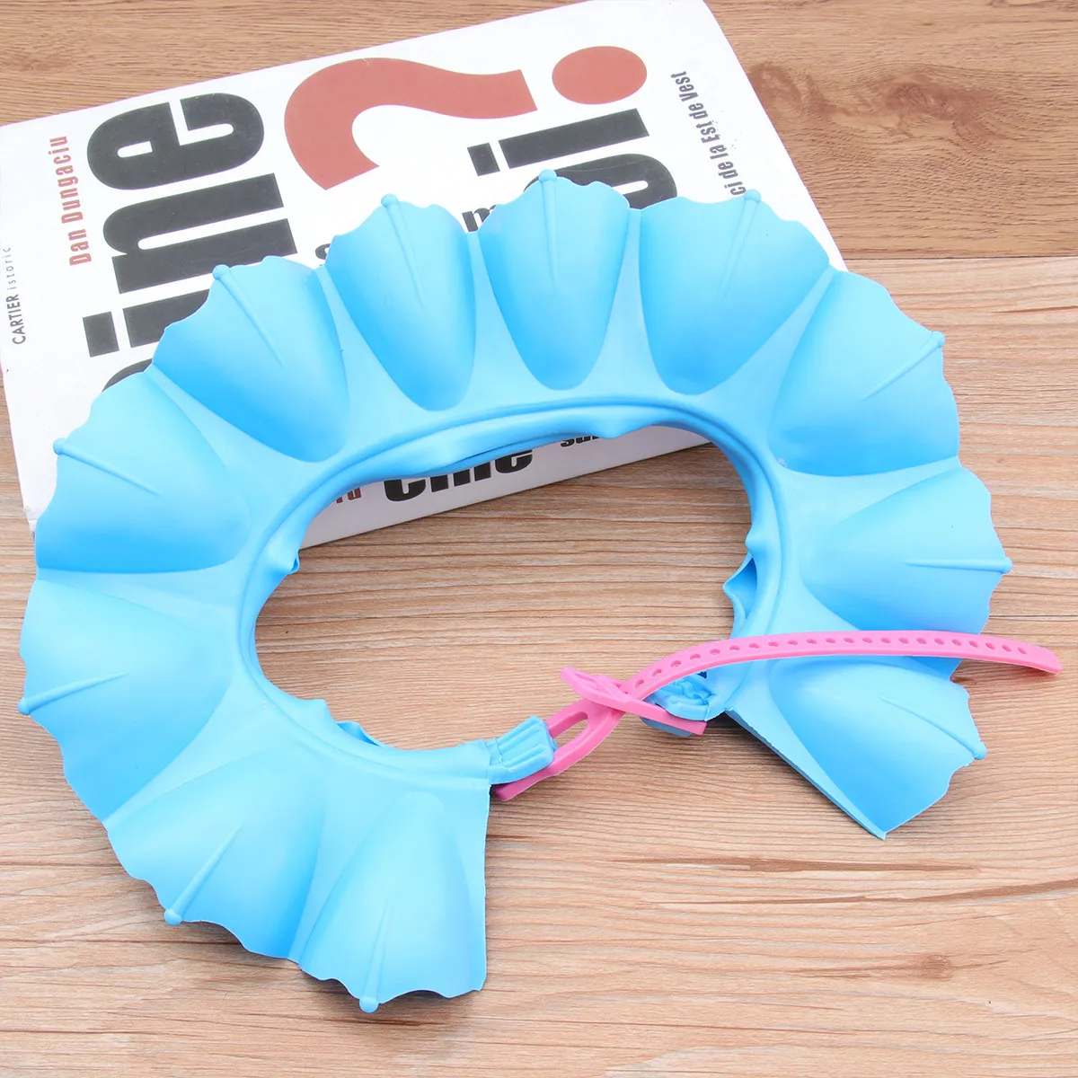 Baby Shower Waterproof Ear Protector Adjustable Size Tpe Shower Cap Infant Bathing Cap Blue Prevent Hair Wash Water Splash