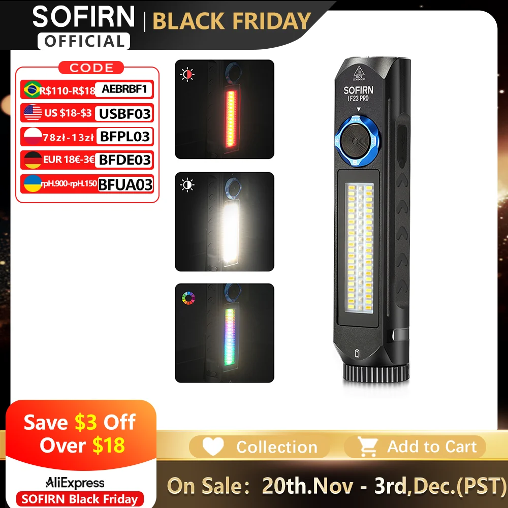 yZ[zSofirn IF23 PRO RGBCg 5000lm XHP70BLEDd 21700 5V 3A USB C[dg[` Εt