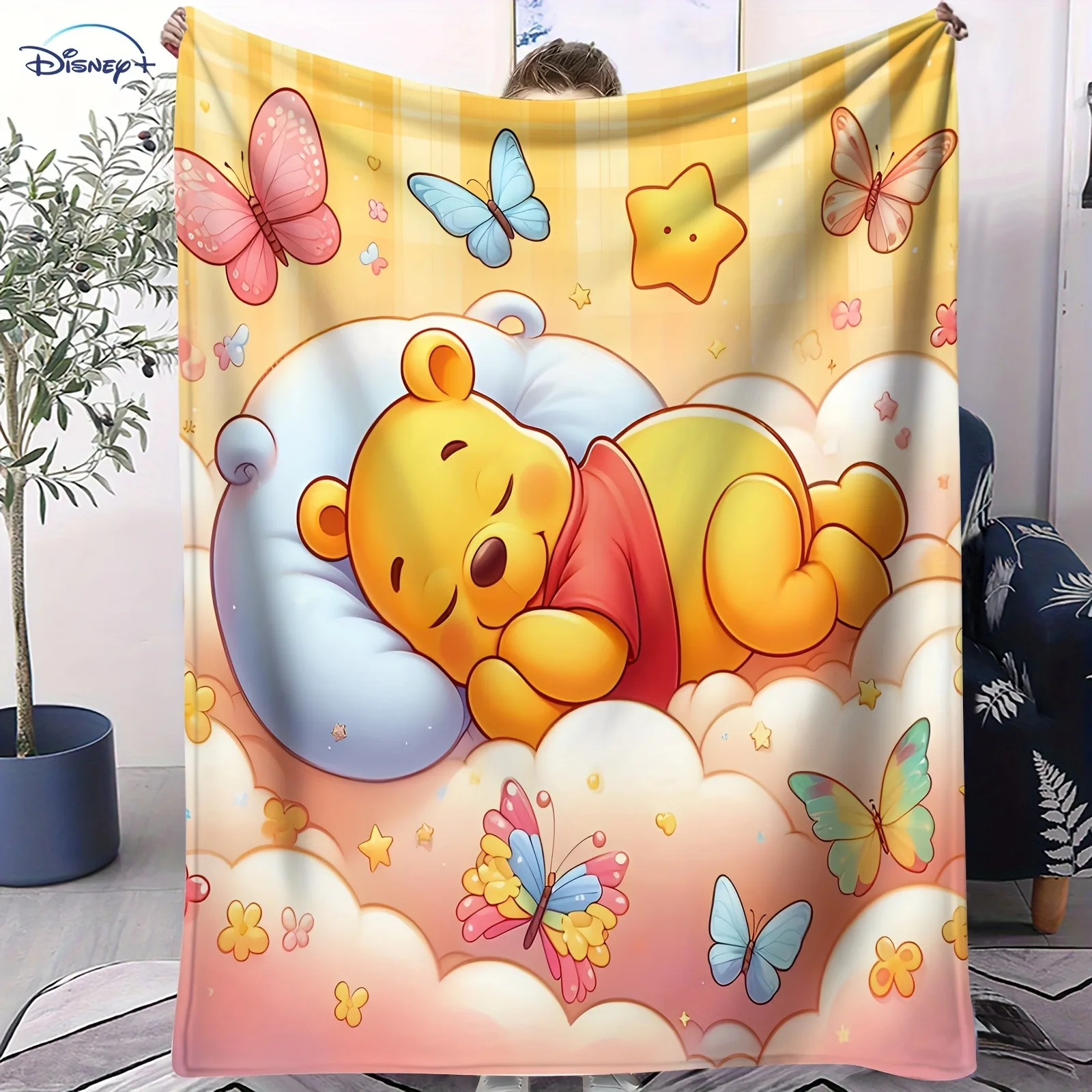 

1PC Disney Winnie the Pooh Blanket ,Multifunctional blanket suitable for home, outdoor, camping, nap cover blanket.