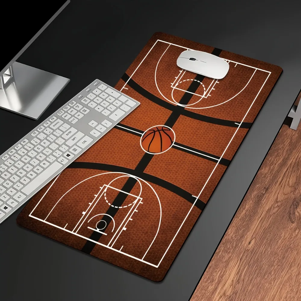 HD-Druck Basketballplatz Mauspad - XL/XXL Erweitertes Waschbares Mauspad mit Genähten Kanten Rutschfeste Schreibtischunterlage für Büro Laptop Tastatur