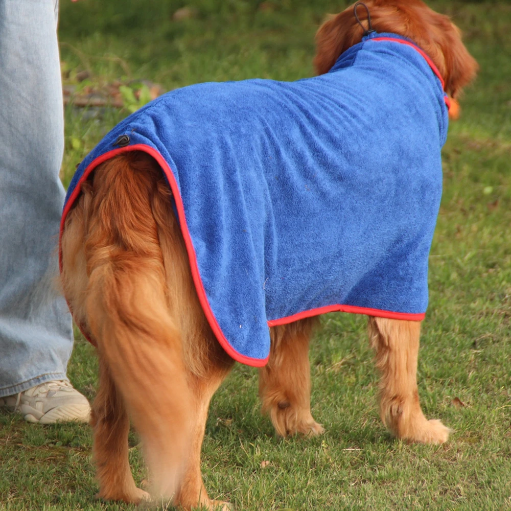 Dog Bathrobe Absorbent Pet Quick Drying Bath Towel Microfibre Material Fast Drying Super Absorbent Dog Bath Robe Soft Adjustable