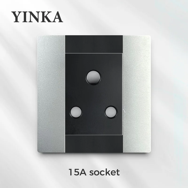 YINKA Reset Point Switch Curry Silver 86 Type Household UK Socket With Switch Panel Wall Air Conditioning 15A Outlet