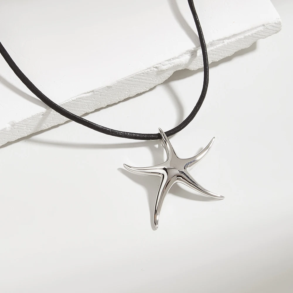 2023 New 925 sterling silver starfish necklace summer vacation beach design good gift for girls