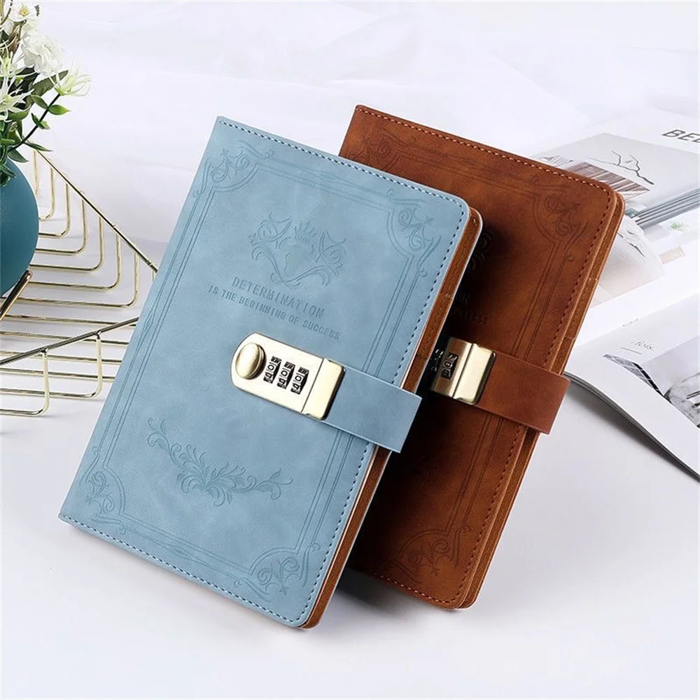 1pc Password Diary A5 Retro Password Book With Lock Thickened Creative Hand Ledger Student Notepad Binder Notebook