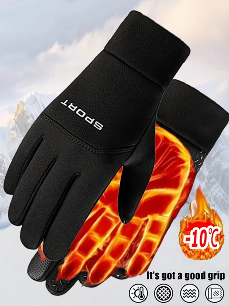 AliExpress GTUBIKE Men Winter Waterproof Cycling Gloves Outdoor Sports Ski Running Motorcycle Touch Screen Fleece Gloves Warm Full Fingers