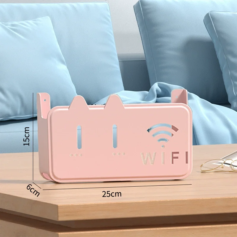 Wall-Mounted Router Organizer - Hole-Free Fixed Rack Storage for WiFi Optical Cat TV Set-Top Box - Vertical Space Saver