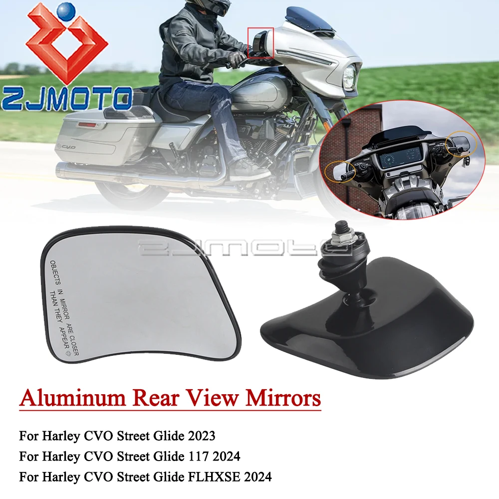 

1Pair Motorcycle Fairing Mount Rearview Mirror For Harley CVO Street Glide 117 FLHXSE 2024 2023 Aluminum Adjustable Side Mirrors