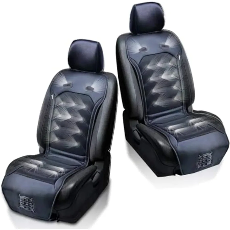 

2 Pack Cooling Car Seat Cushion for Automotive Use - Black Polyester with Mesh 12V Powered Air Circulation Massaging Comfort in