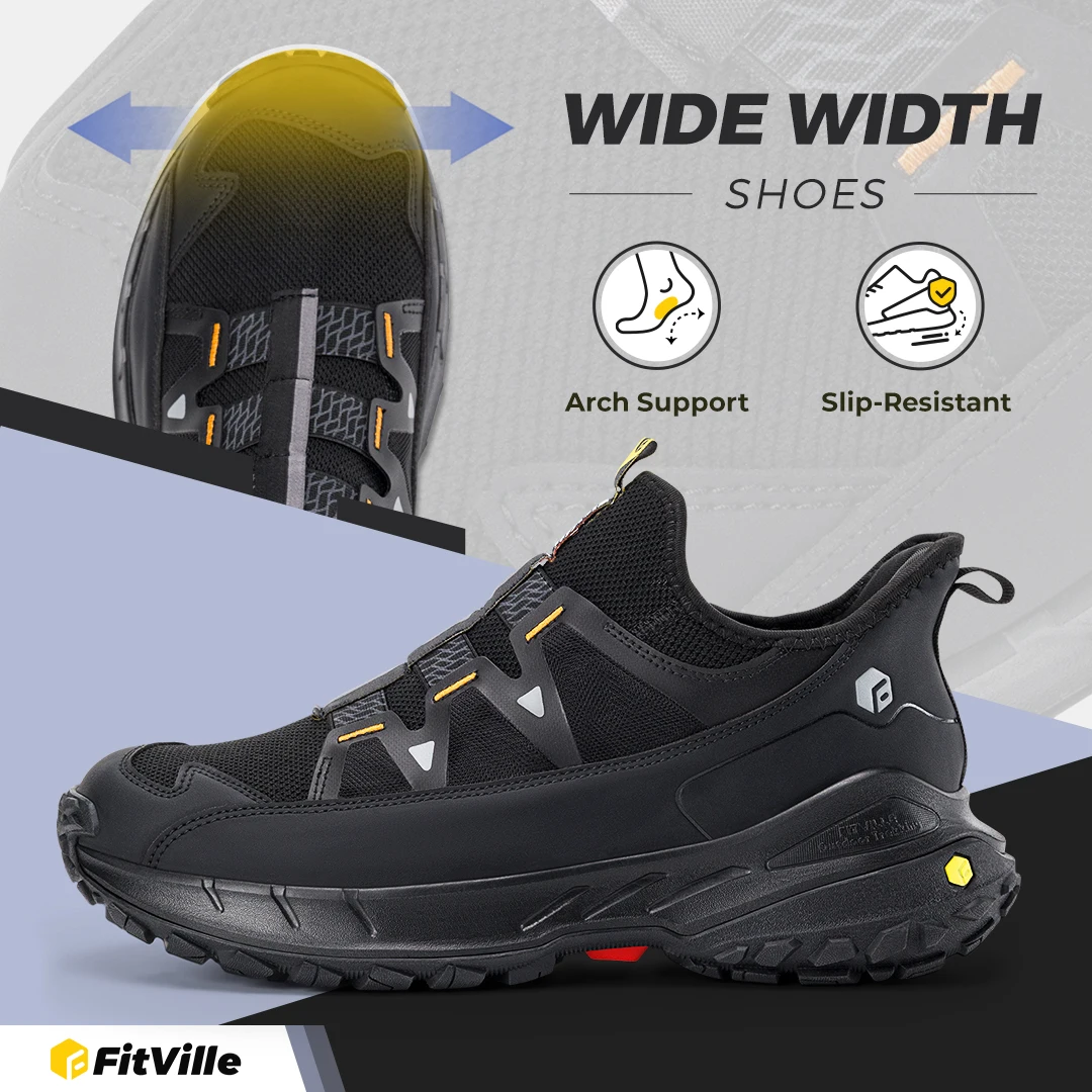 

Fittington Slip-on Shoes Wide Sneakers For Men Soft Mens Running Shoe Slip Resistant Hiking Walking Shoes With Arch Spport