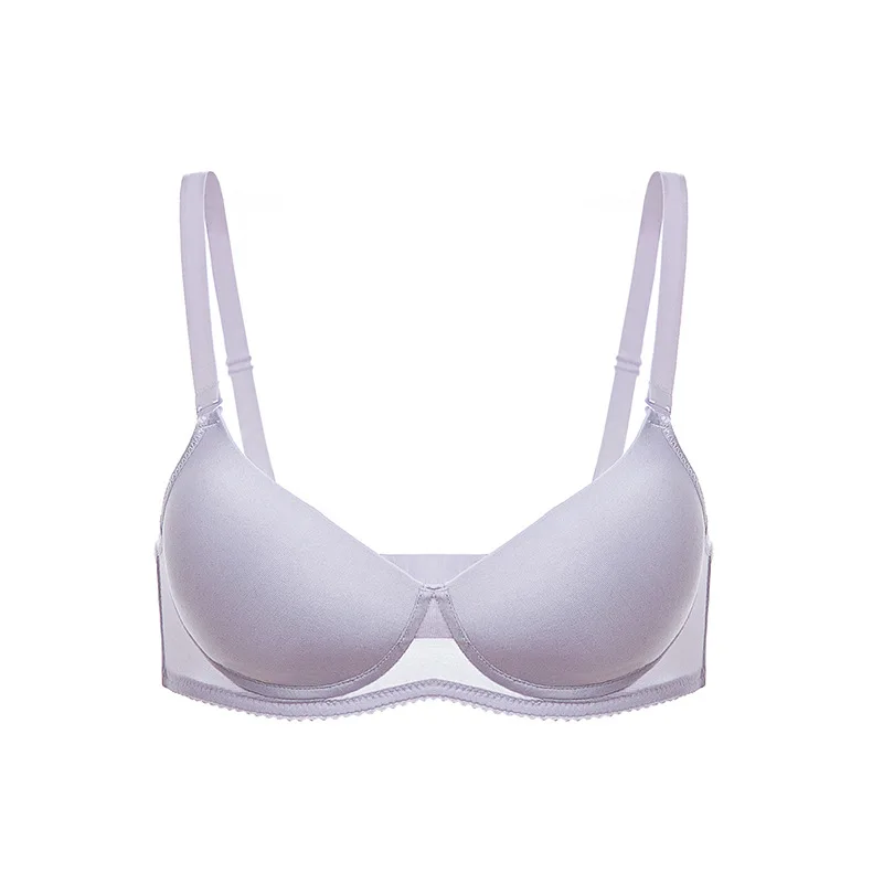 BirdTree 100%Real Silk Wire Free Bra, Women Silky Solid Color Thin, Skin Friendly Sexy Underwear, 2024 Spring Summer P41955QM