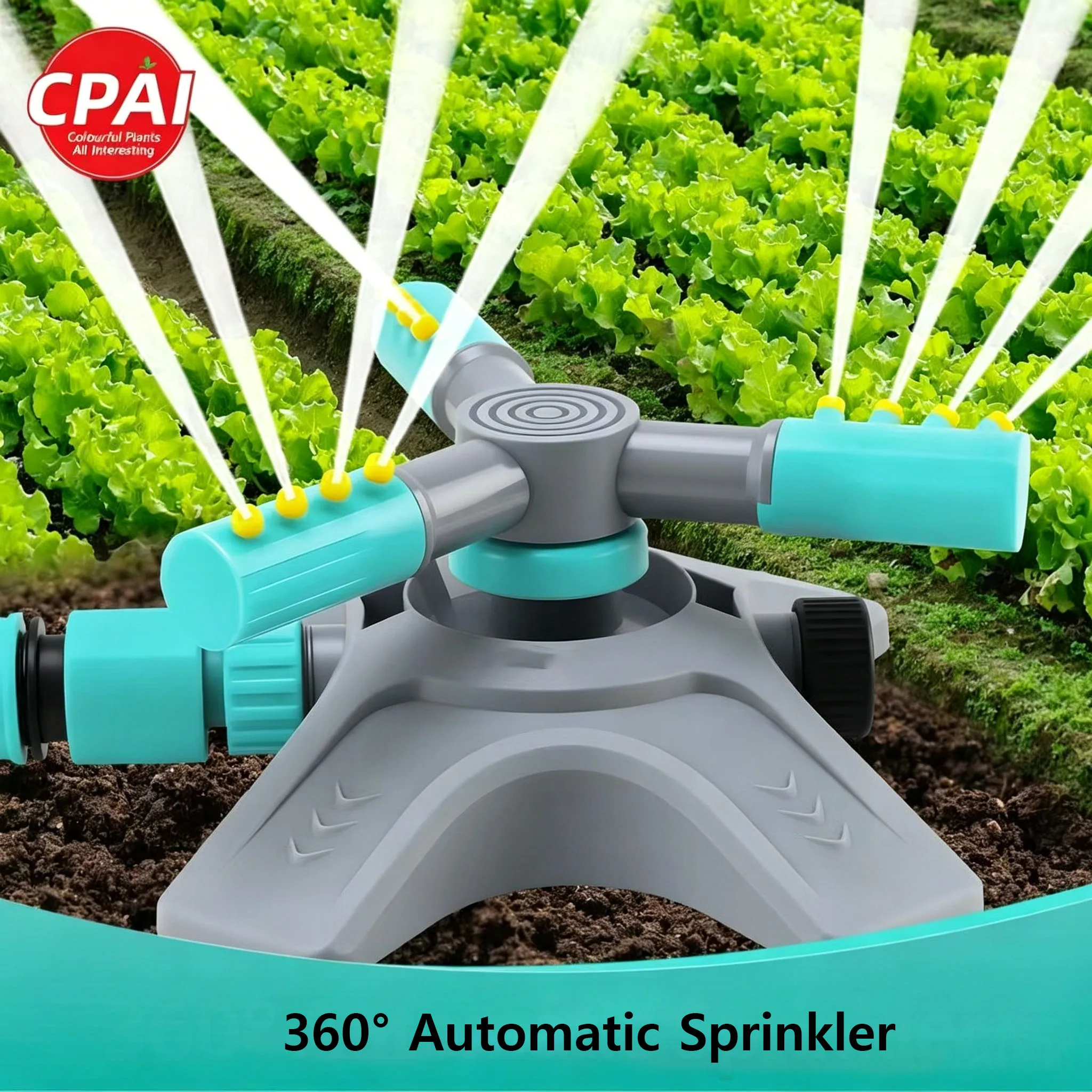 360° Automatic Rotating Lawn Sprinkler Adjustable Garden Irrigation System with 12 Nozzles Slow/Fast Rotation Series Connection
