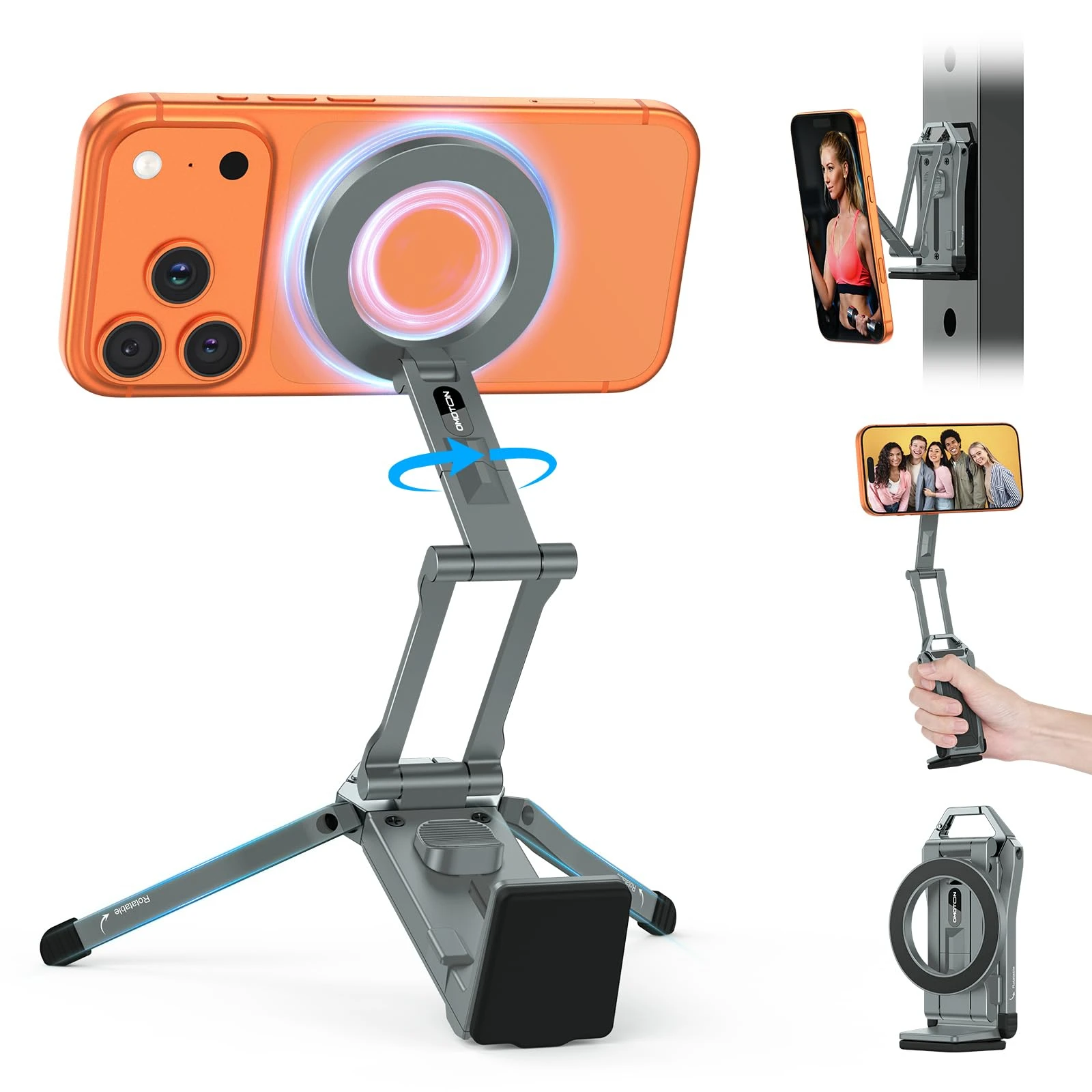 

Складной магнитный штатив для iPhone, регулируемая алюминиевая подставка для телефона для видеоблогов, спортзала, путешествий