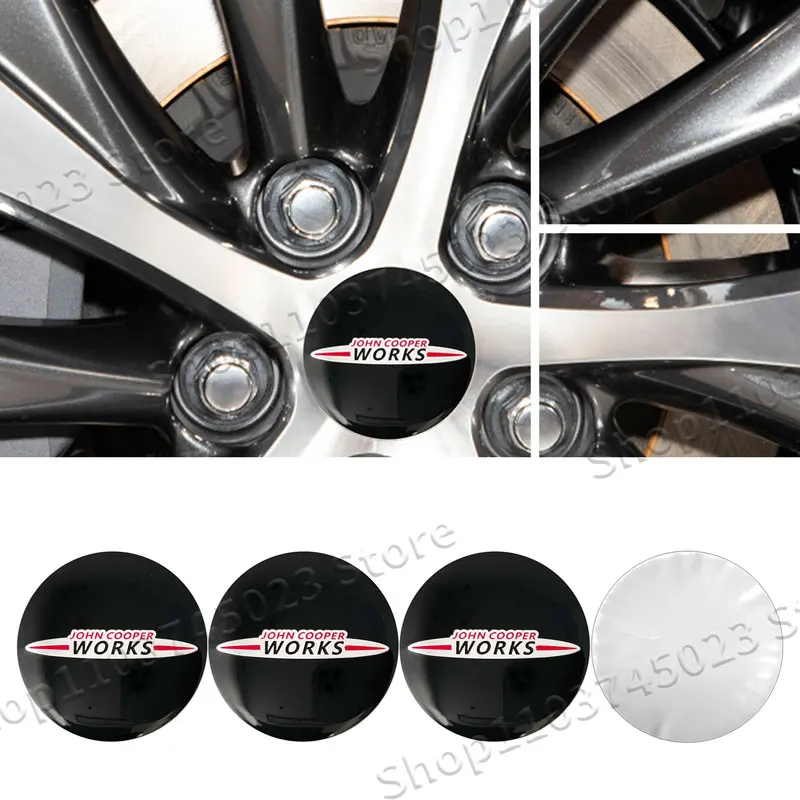 4Pcs 56mm Car Wheel Center Hub Caps Stickers UK Emblem Waterproof Decals For Mini Cooper JCW S R57 R55 R60 F50 F54 F55 F56 F58