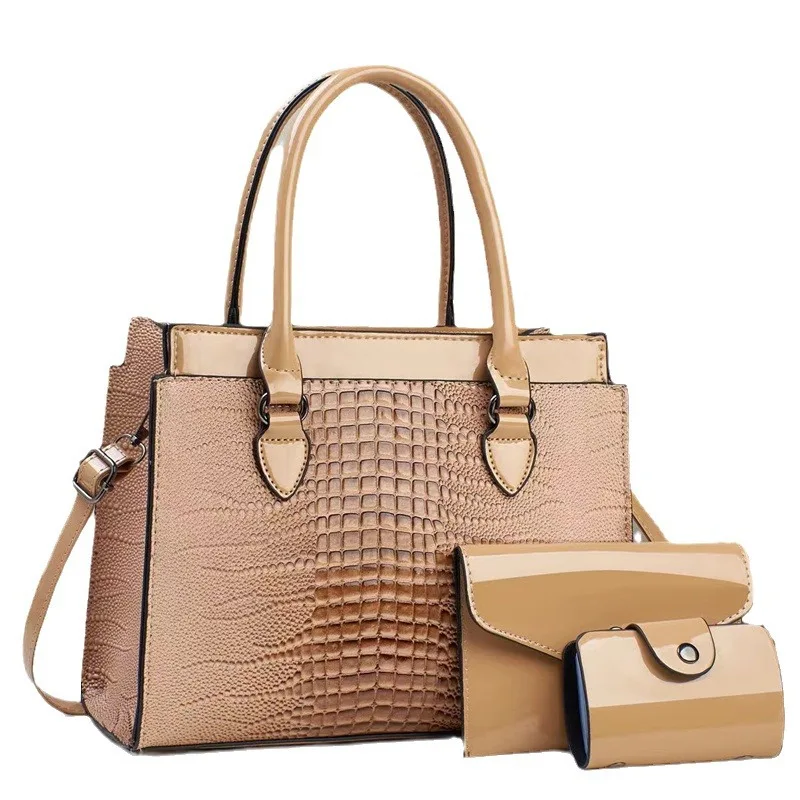 2024 summer new women's bag large-capacity fashion versatile crocodile pattern handbag atmospheric practical messenger shoulder