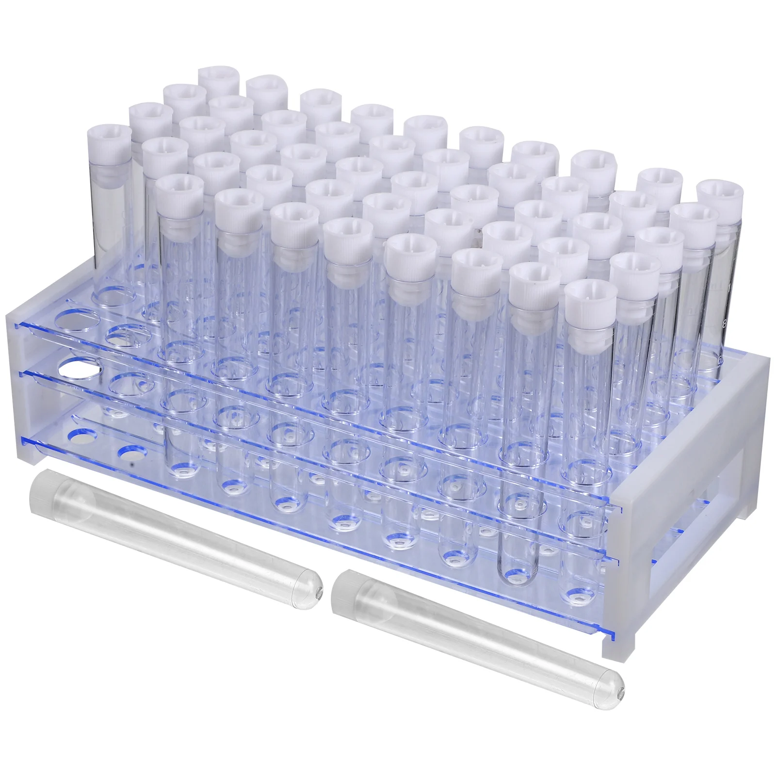 

1 set Disposable Test Tubes 16x105mm Caps Scale Removable Tube Rack Laboratory Supplies Teaching Equipment Tubes