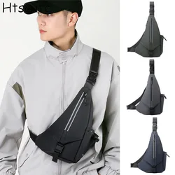 Reflective Male Shoulder Bags Travel Crossbody Bags Men  Chest Bag for School Trip Waterproof Nylon Messenger Bag Black Green