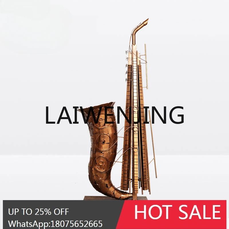 Saxophone Iron Abstract Sculpture Art Hotel Lobby Hall Soft Decoration Creative Floor Big Decorations Musical Instrument
