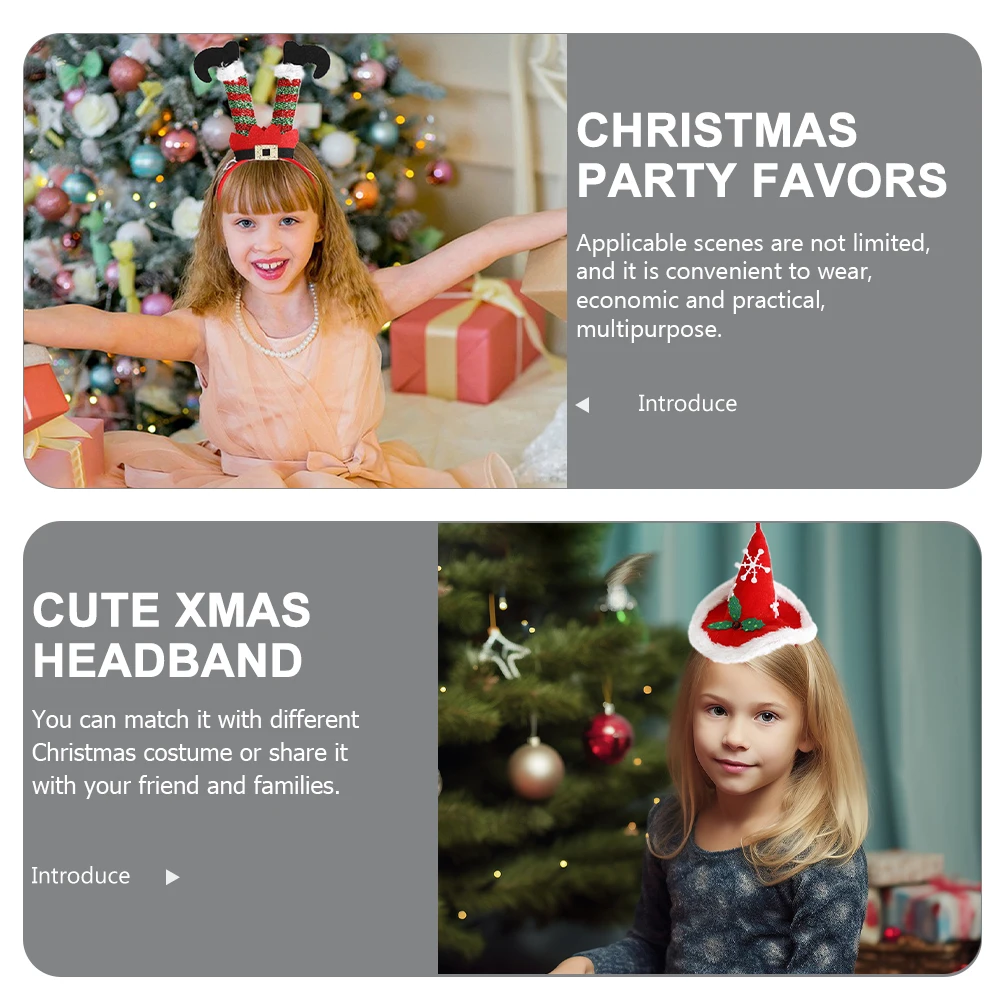 

5 Pcs Christmas Hat Hair Accessories Festive Headbands Cute Party Girls Holiday Headwear