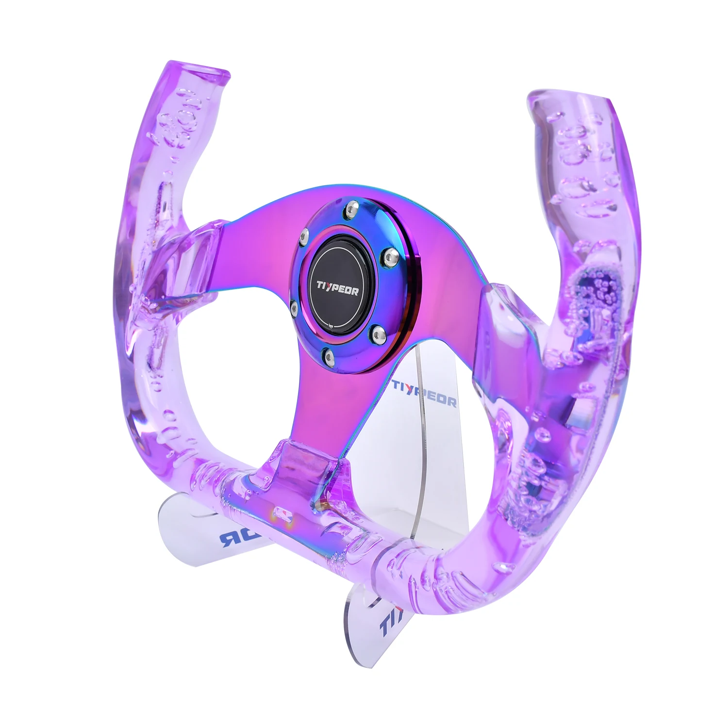 

350mm Acrylic Steering Wheel with Chrome Flat Bracket Sport Racing Steering Wheel