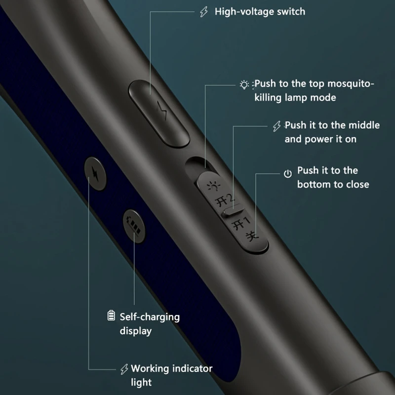 Midea Multi Functional 2in1 Mosquito Killer Swatter Retractable Electric Racket Rechargeable USB Mosquito Swatter Home Appliance