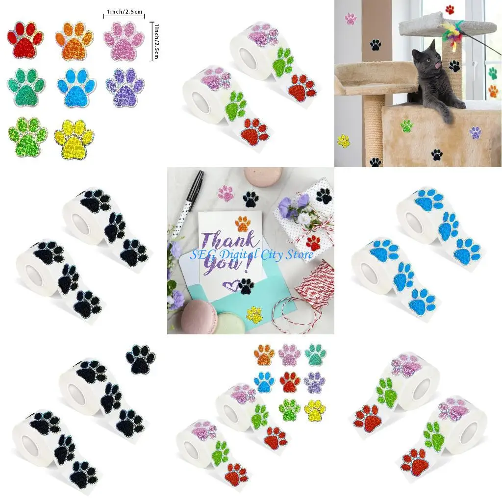 

U75B 1000 Pcs Dog Paw Label Stickers Adhesive Labels Gift Wrapping Labels