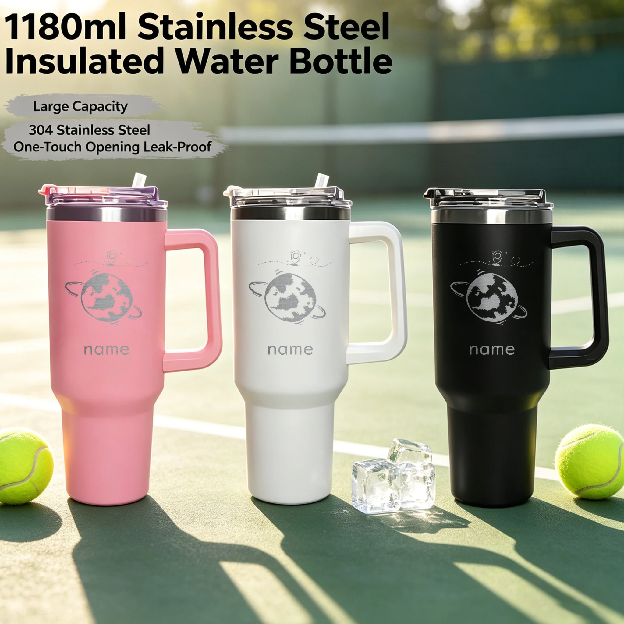 1200ML Custom Large Capacity Thermos Cup Stainless Steel Vacuum Insulated Water Bottle with Straw Leak Proof Gym Travel Mug view 2