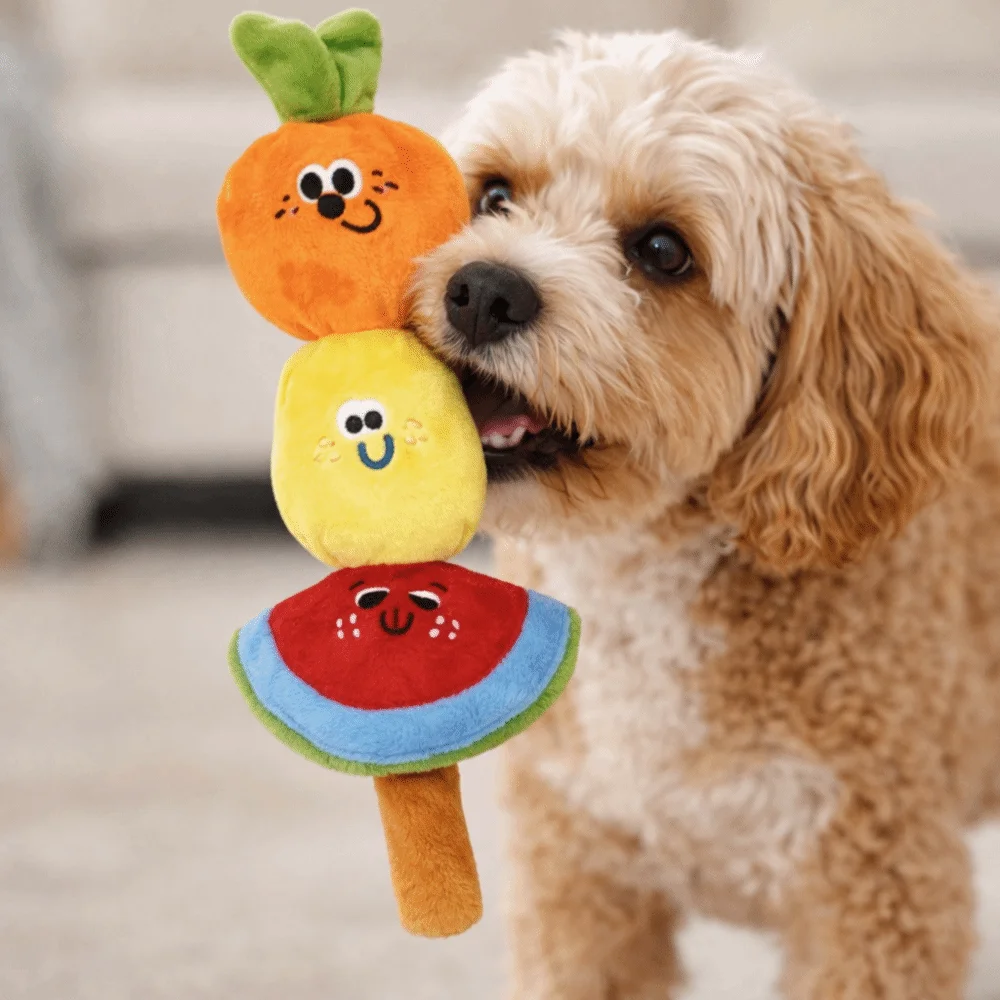 Cartoon Plush Tanghulu Sound Toy Bite-resistant Wear-resistant Pet Chew Plush Toy Portable Creative Teeth Grinding Toys Gift