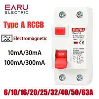 2P 32A 10/30/100/300mA Type A RCCB RCD ELCB Electromagnetic Residual Current Circuit Breaker Differential Breaker Safety Switch