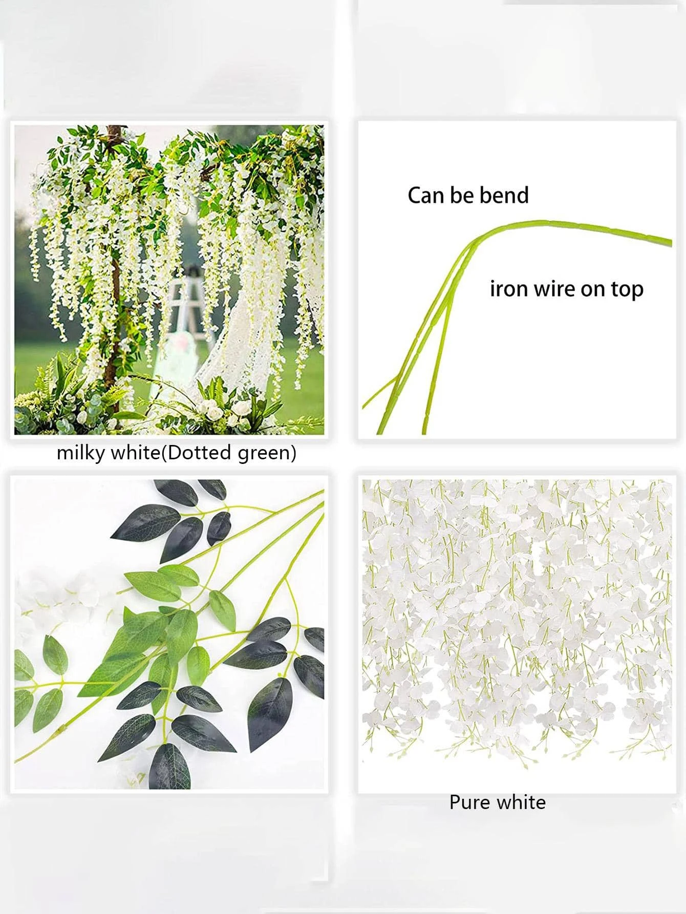 12pcs Artificial Flowers Hanging Wisteria Faux Flowers Garland Silk Vine Rattan Long String Home Outdoor Wedding Party Decor