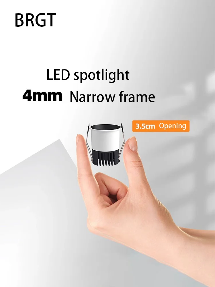 Led Mini Spotlight Extremely Narrow Border Spot Light Recessed 3W 35mm Opening Home Wine Cabinet Display Lamp COB Foco 110V 220V