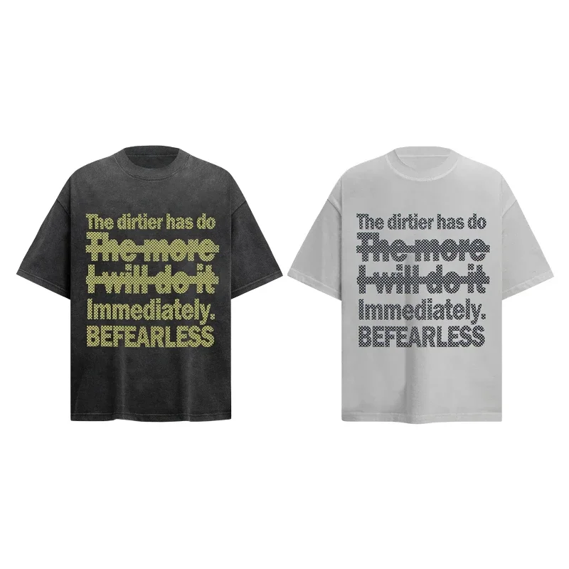 

Summer T-shirts Men Japanese Streetwear Washed Distressed Letter Printed Graphic Tees Couple Casual O-neck Short Sleeve T Shirts