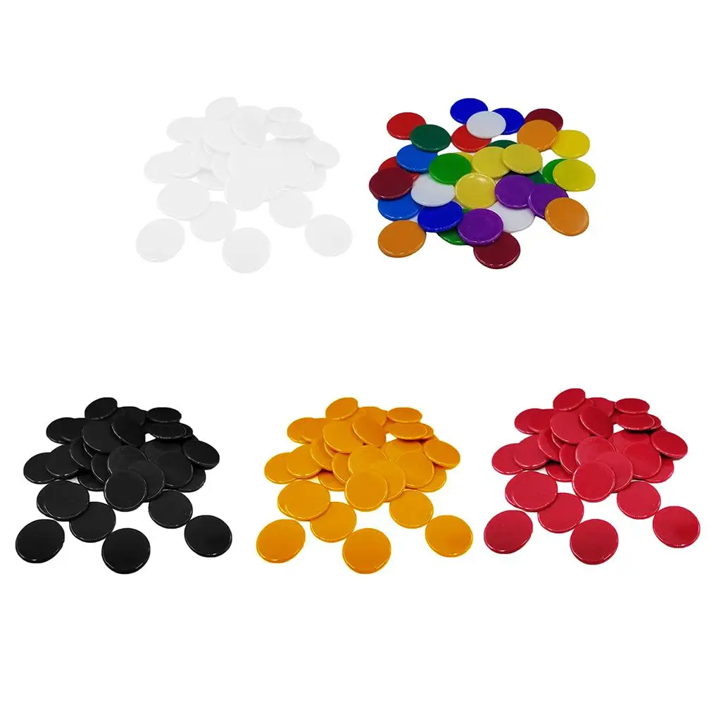 100 Pieces Plastic Counters Counting Chips Bingo Markers, 19mm Mixed Colors Plastic Chips for Games, to Choose